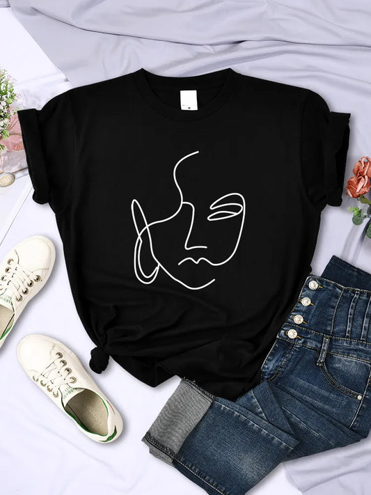 Abstract Simple Stroke Face T-shirt